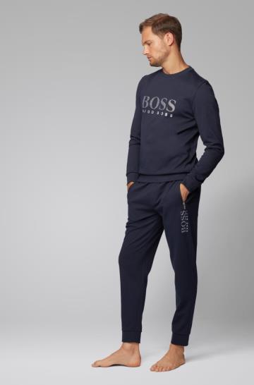 Bluza BOSS Cotton Blend Loungewear Ciemny Niebieskie Męskie (Pl33271)